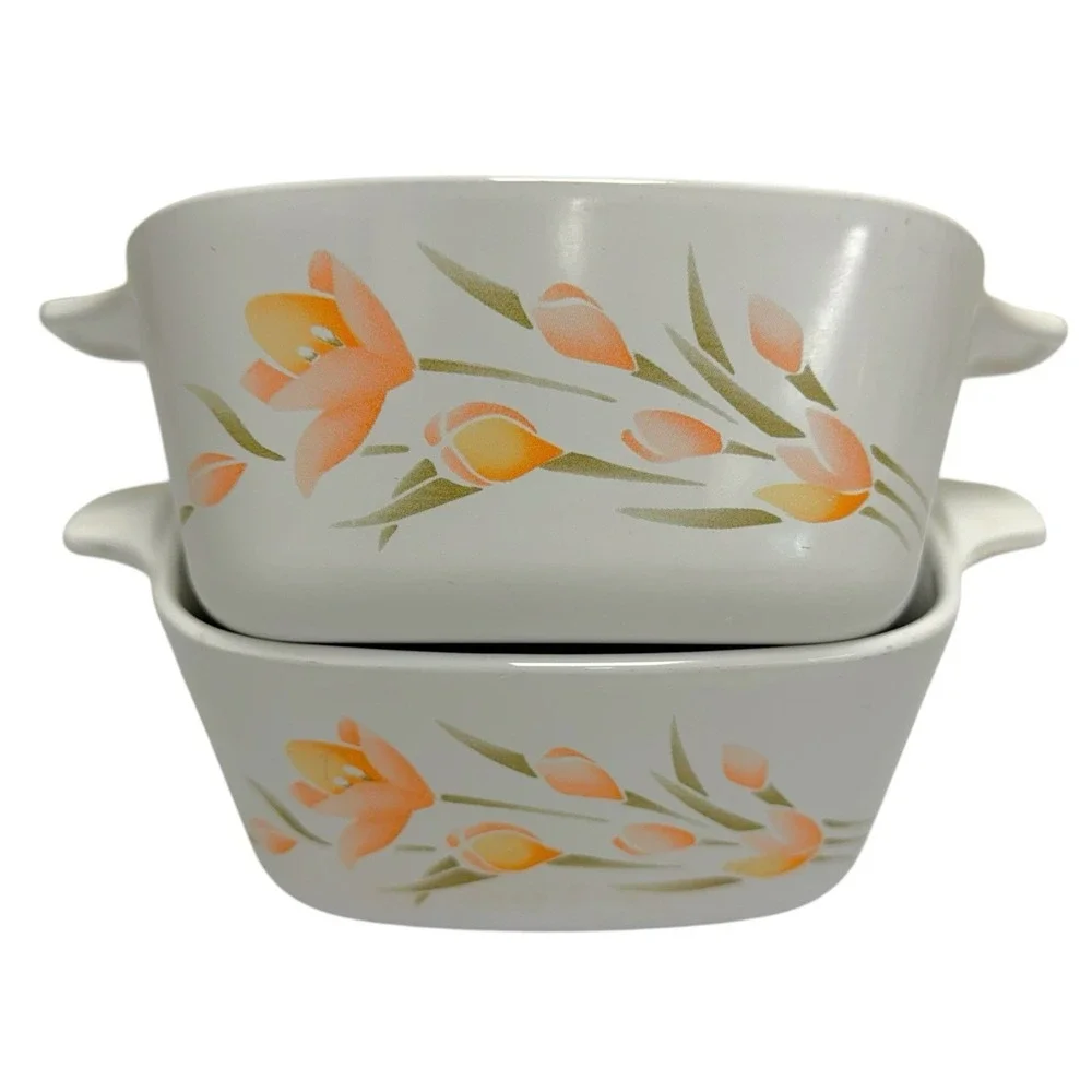 Vintage 80s-90s Corning Ware Floral P-43-B 700mL Casserole Dish Lot‎ Of 2